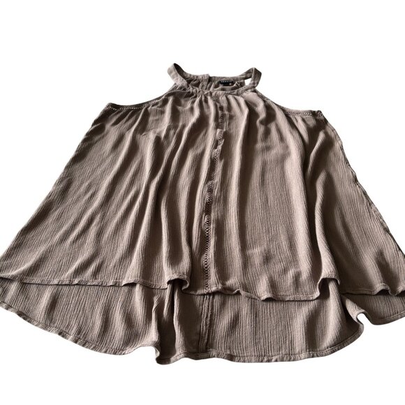 Torrid Women's Taupe Tunic Dress Sz 1 Sleeveless Keyhole Back Gauze Round Neck - Picture 7 of 9